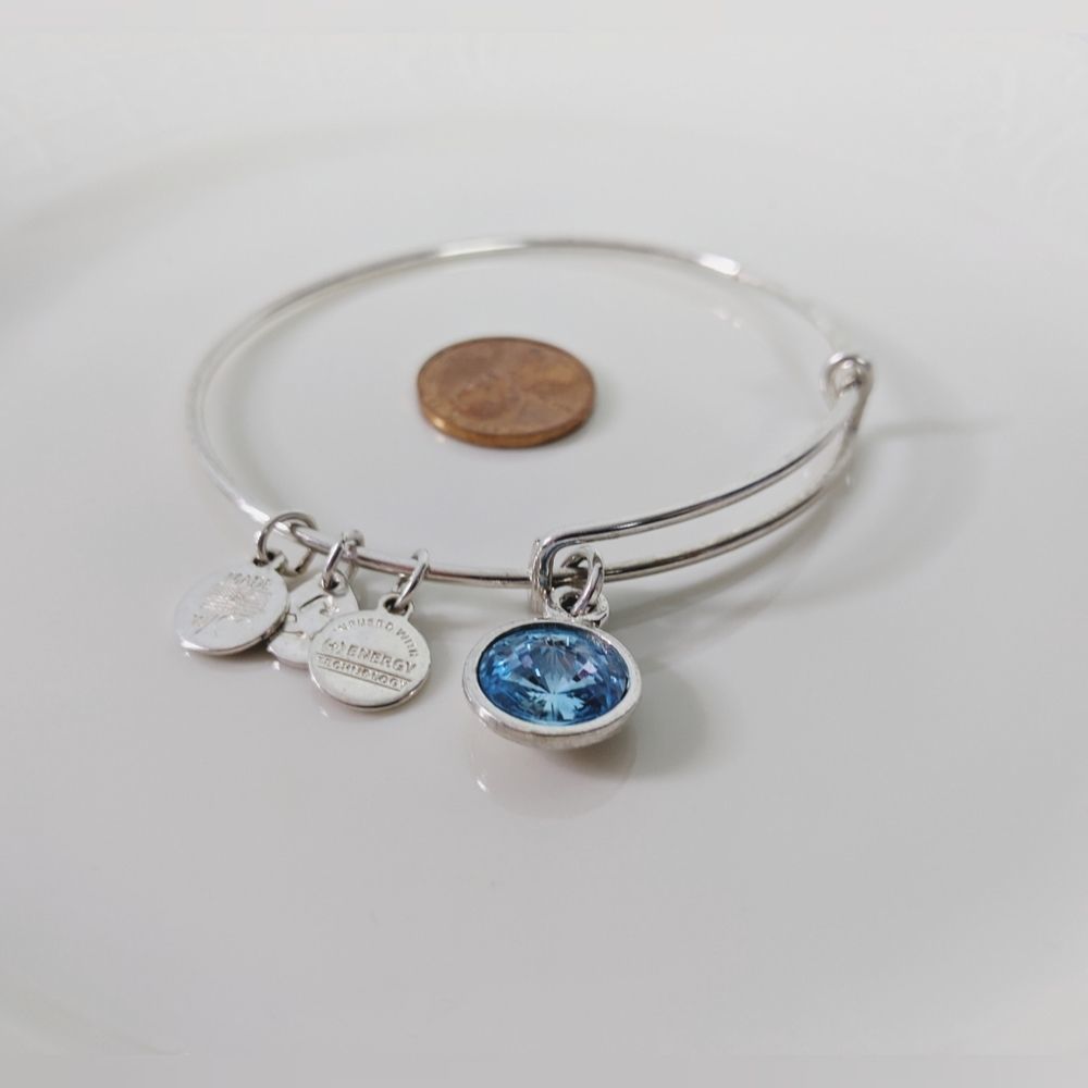 Alex and Ani Silver December Blue Topaz Bracelet